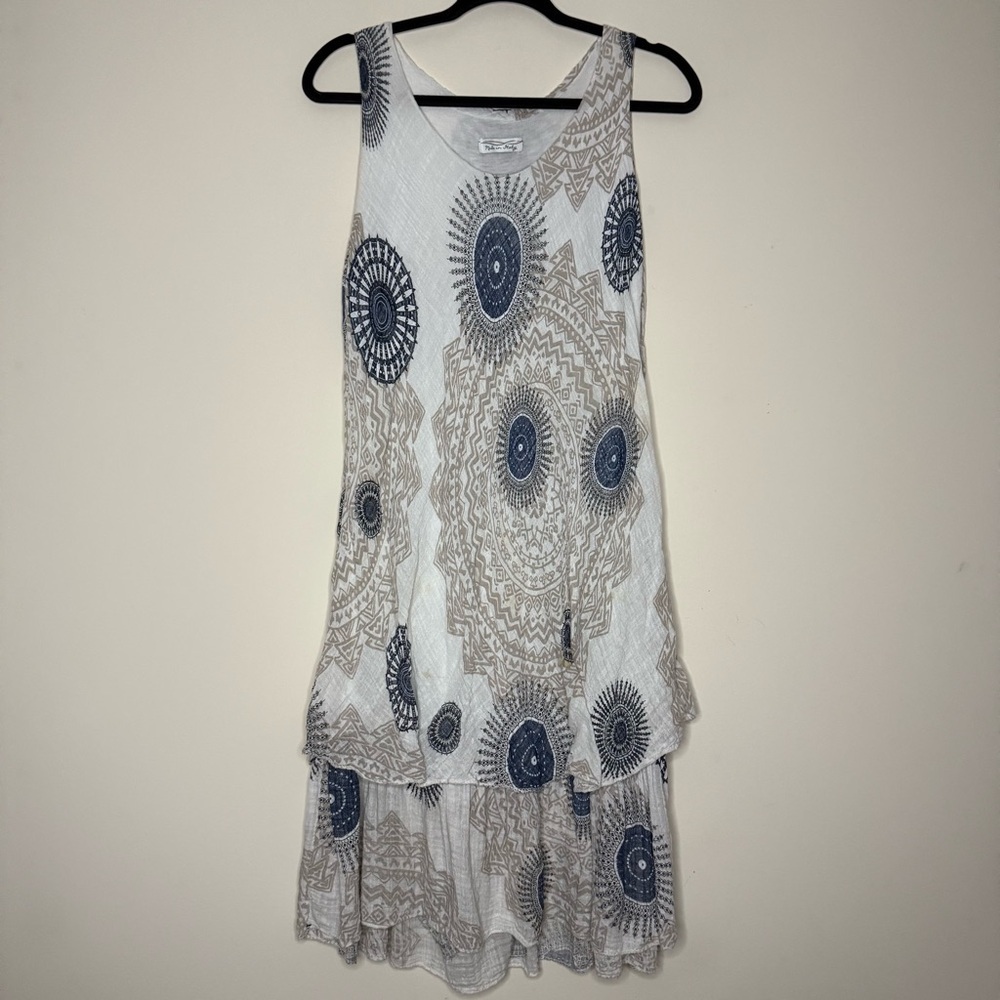 MADE IN ITALY Carnaby Beachy Summer Double Layer Floral Gauzy Flowy Mini Dress